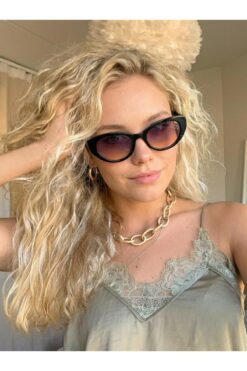 funeyes Bella Minik Çekik Küçük Siyah Güneş Gözlüğü