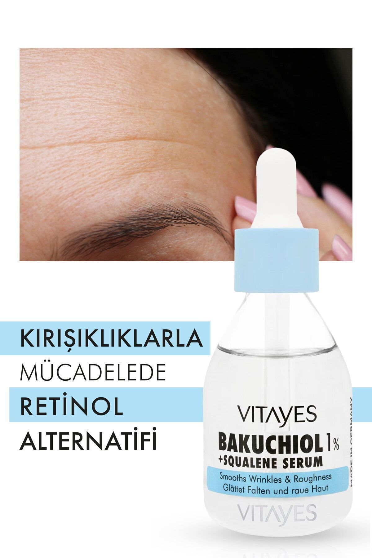 VITAYES Leke Karşıtı Retinol Alternatifi Bio Bakuchiol %1 & Squalene Cilt Onarıcı Aydınlatıcı Serum 30ml - Görsel 2