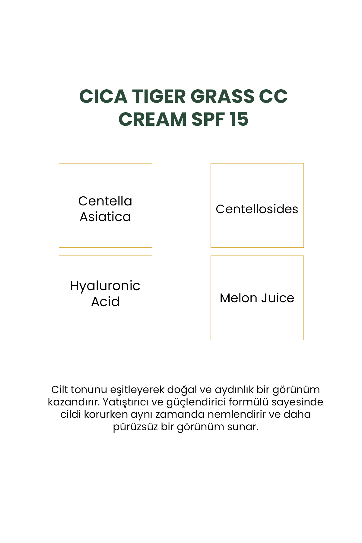 Qremfi Ton Eşitleyici Bariyer Güçlendirici Tiger Grass 15 Spf Cica CC Krem 30 ml - Görsel 3