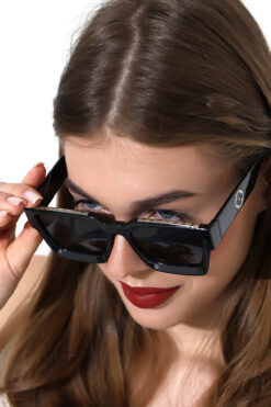 Lozzo Kadın Oversize Aksesuarlı Siyah UV400 Güneş Gözlüğü 23065 c2