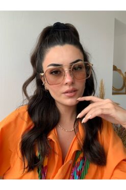 LOOKUP NEW Henry Gold Çerçeve Rose Cam Dikdörtgen Kare Uv400 Unisex Tarz Güneş Gözlüğü