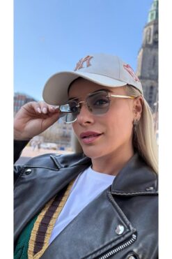 By Ella Eyes Unisex Güneş Gözlüğü Gold Metal Çerçeve Mavi Cam