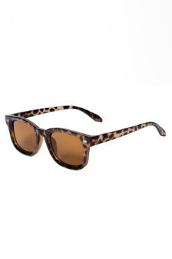 Verano Milano Leopard Desen Kahverengi Cam Unisex Kare Güneş Gözlüğü UV400 Korumalı Premium Seri