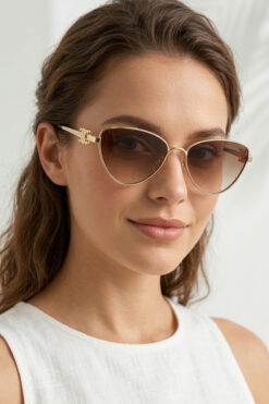 Kapin Cuer Cateye Gold Tasarım Kadın Güneş Gözlüğü - Kahve Cam