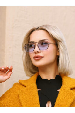 Angel Eyes Gri Şeffaf Çerçeve Mavi Cam Dikdörtgen Kadın Güneş Gözlüğü Ae-gm2022c11b