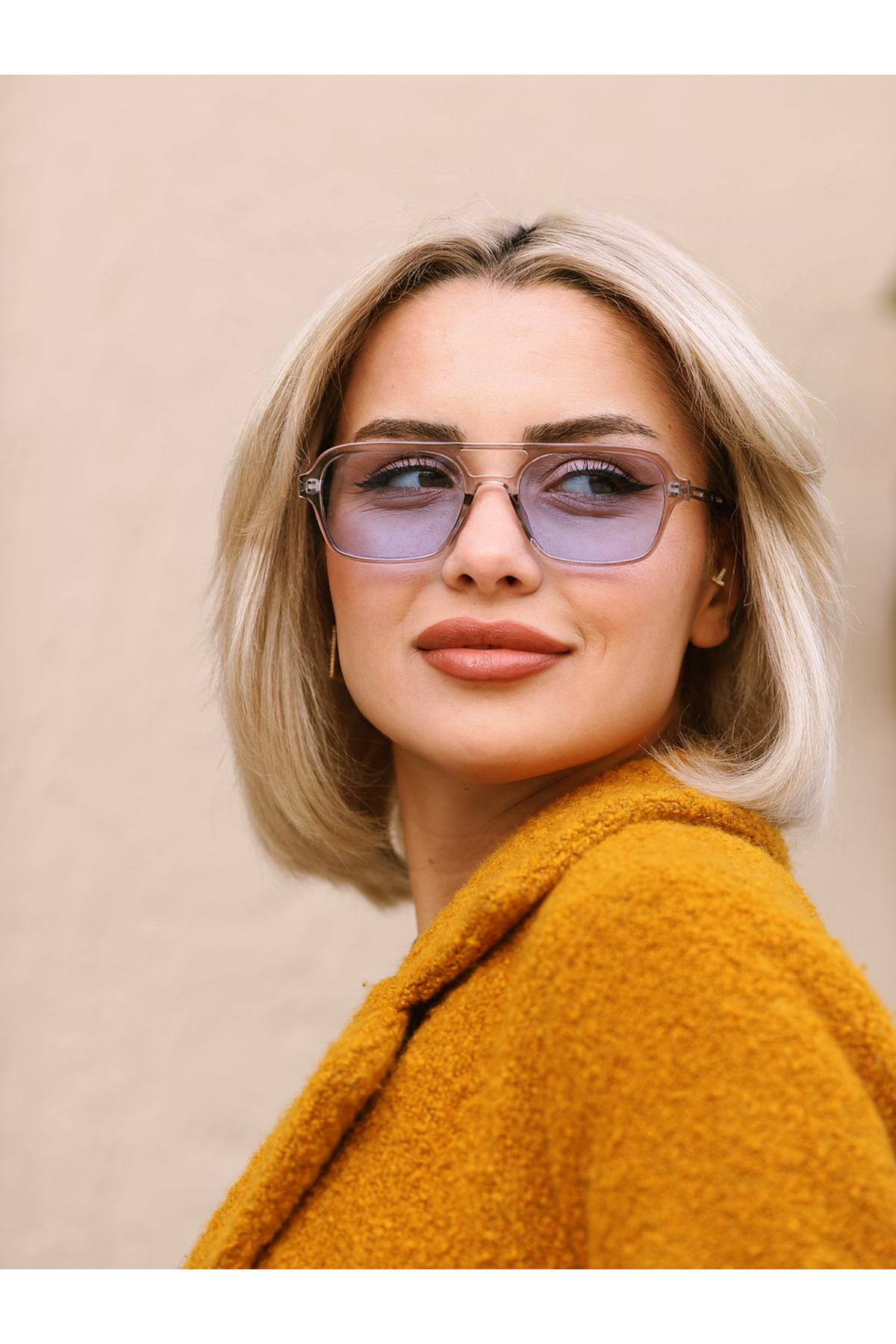 Angel Eyes Gri Şeffaf Çerçeve Mavi Cam Dikdörtgen Kadın Güneş Gözlüğü Ae-gm2022c11b - Görsel 2