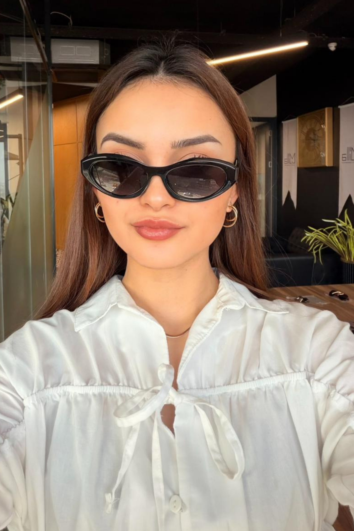 RMSMARKETİNG RMS Cat eye şekilli çerçeveli siyah güneş gözlüğü Rms özel deri kılıf - silme bezi hediyeli