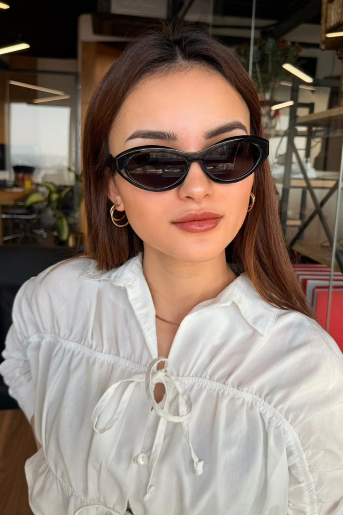 RMSMARKETİNG RMS Cat eye şekilli çerçeveli siyah güneş gözlüğü Rms özel deri kılıf - silme bezi hediyeli - Görsel 3