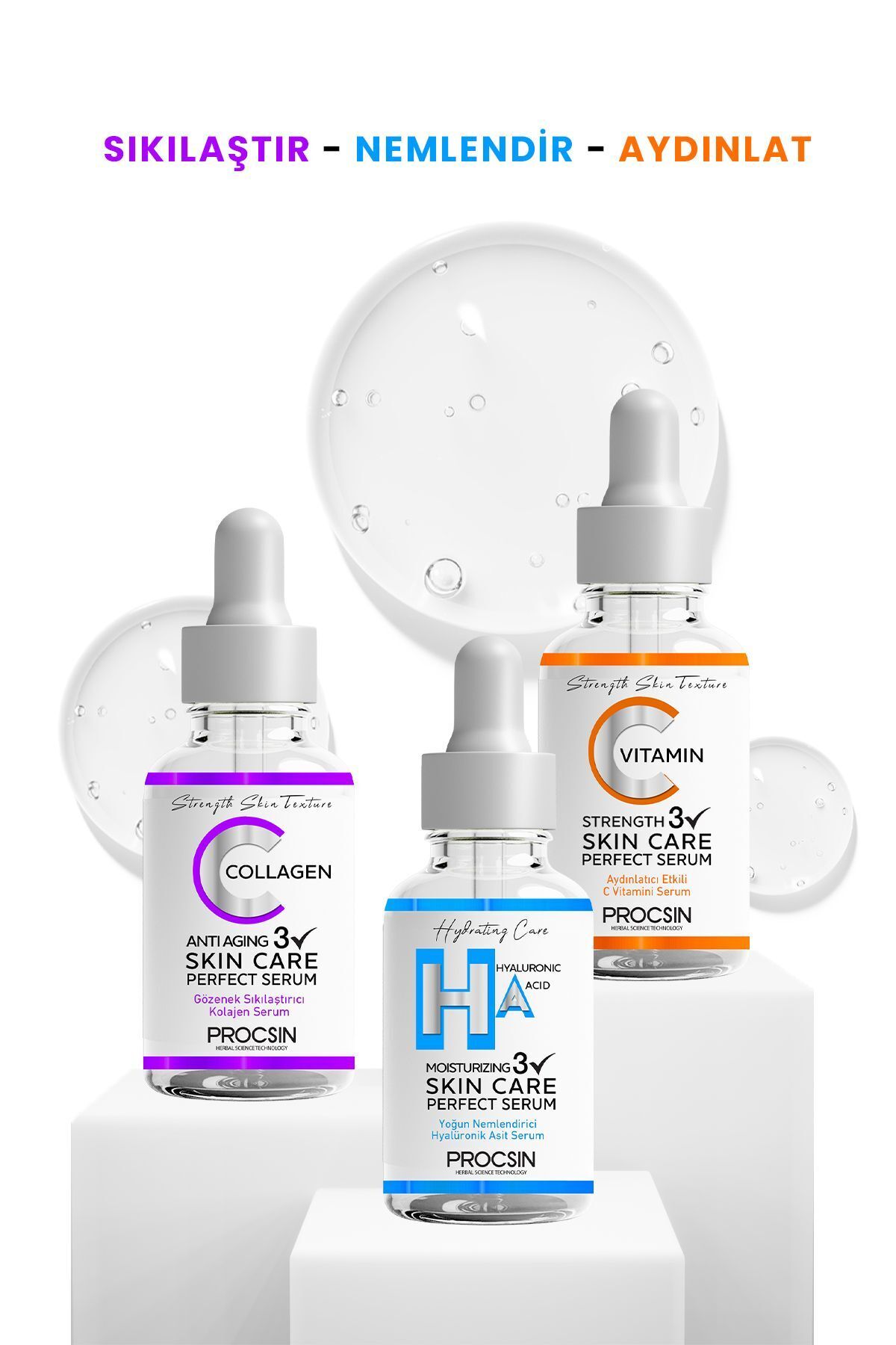 PROCSIN Üçlü Serum Paketi (C VİTAMİNİ - KOLAJEN - HYALURONİK ASİT SERUMU) - Görsel 2
