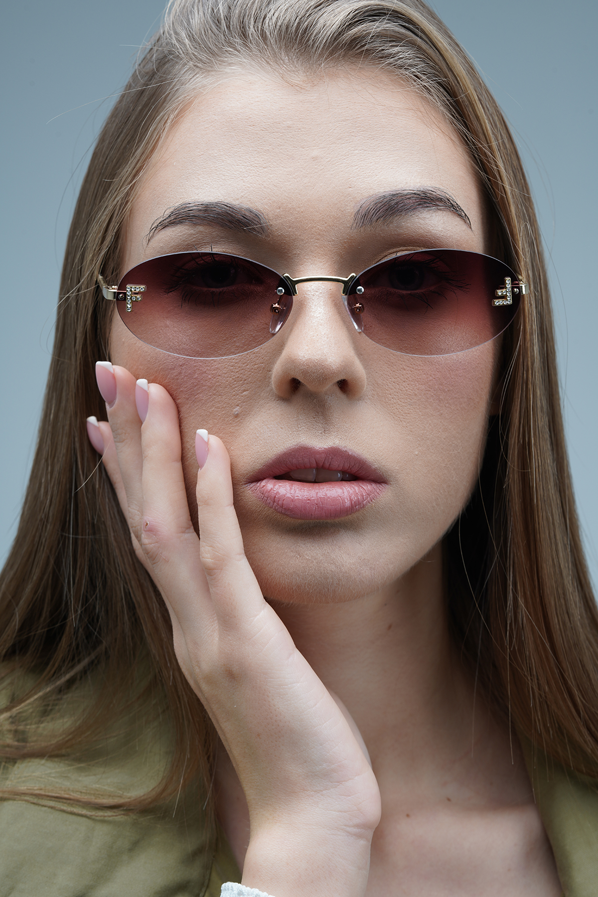 LOOKUP NEW Unisex Kadın Erkek Uv400 Korumalı Oval Kahverengi Gold Metal Güneş Gözlüğü