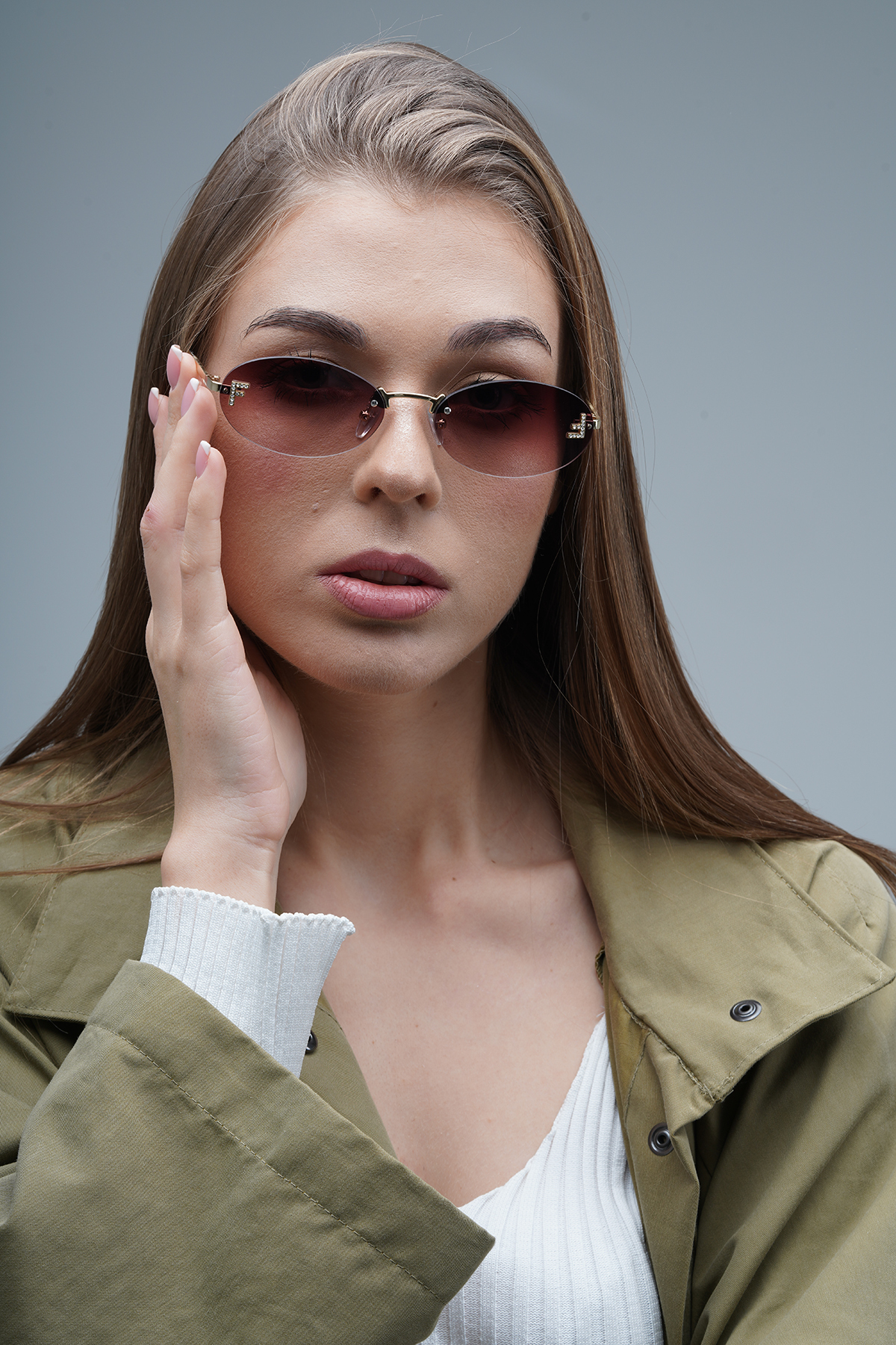 LOOKUP NEW Unisex Kadın Erkek Uv400 Korumalı Oval Kahverengi Gold Metal Güneş Gözlüğü - Görsel 3