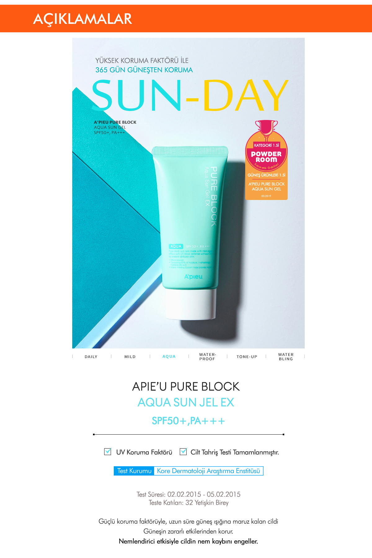 Missha Yoğun Nemlendirici Jel Güneş Kremi A'PIEU Pure Block Aqua Sun Gel EX SPF50+/PA+++50ml - Görsel 2