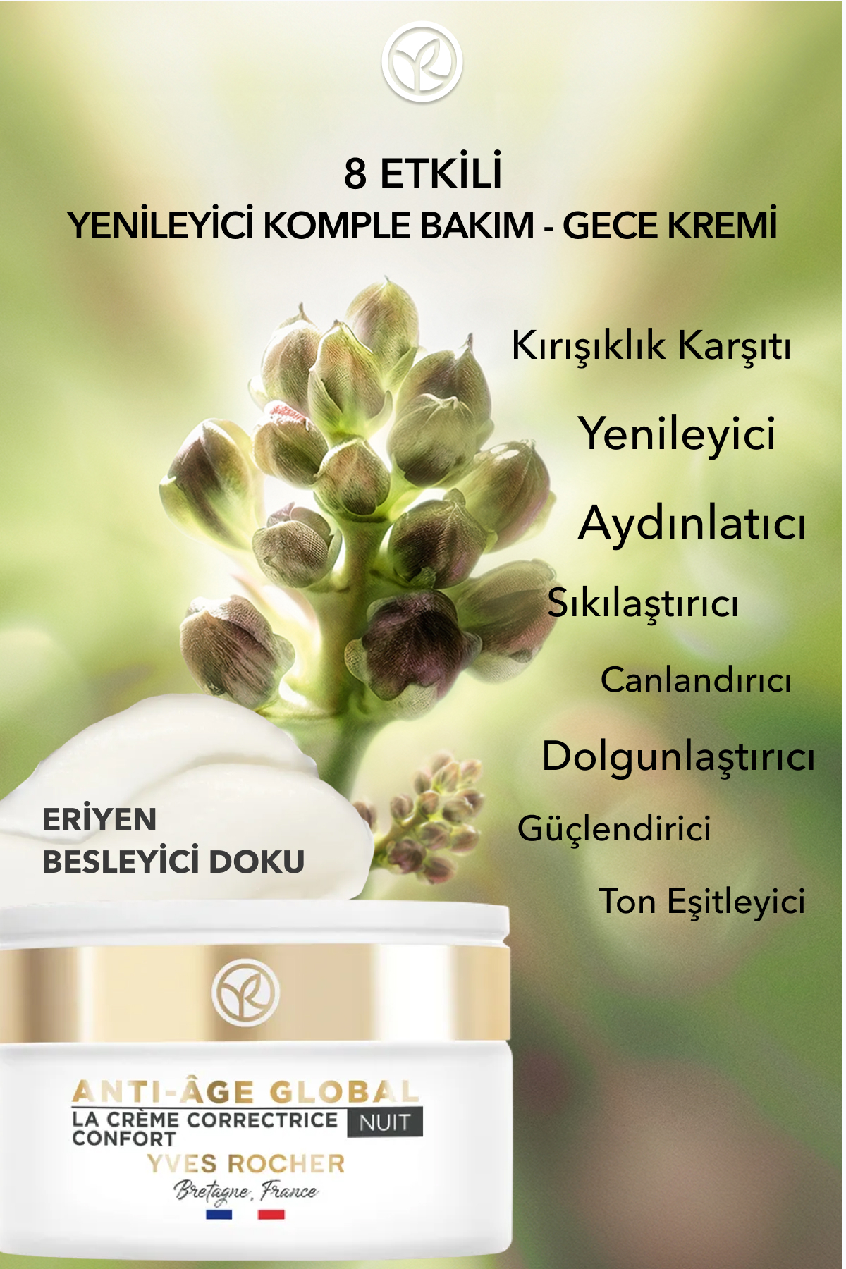 Yves Rocher Yenileyici Yaşlanma Karşıtı Bitkisel Kök Hücre Bakımı Anti-Age Global-Shea Yağı&Vitamin E-Gece Kremi - Görsel 2