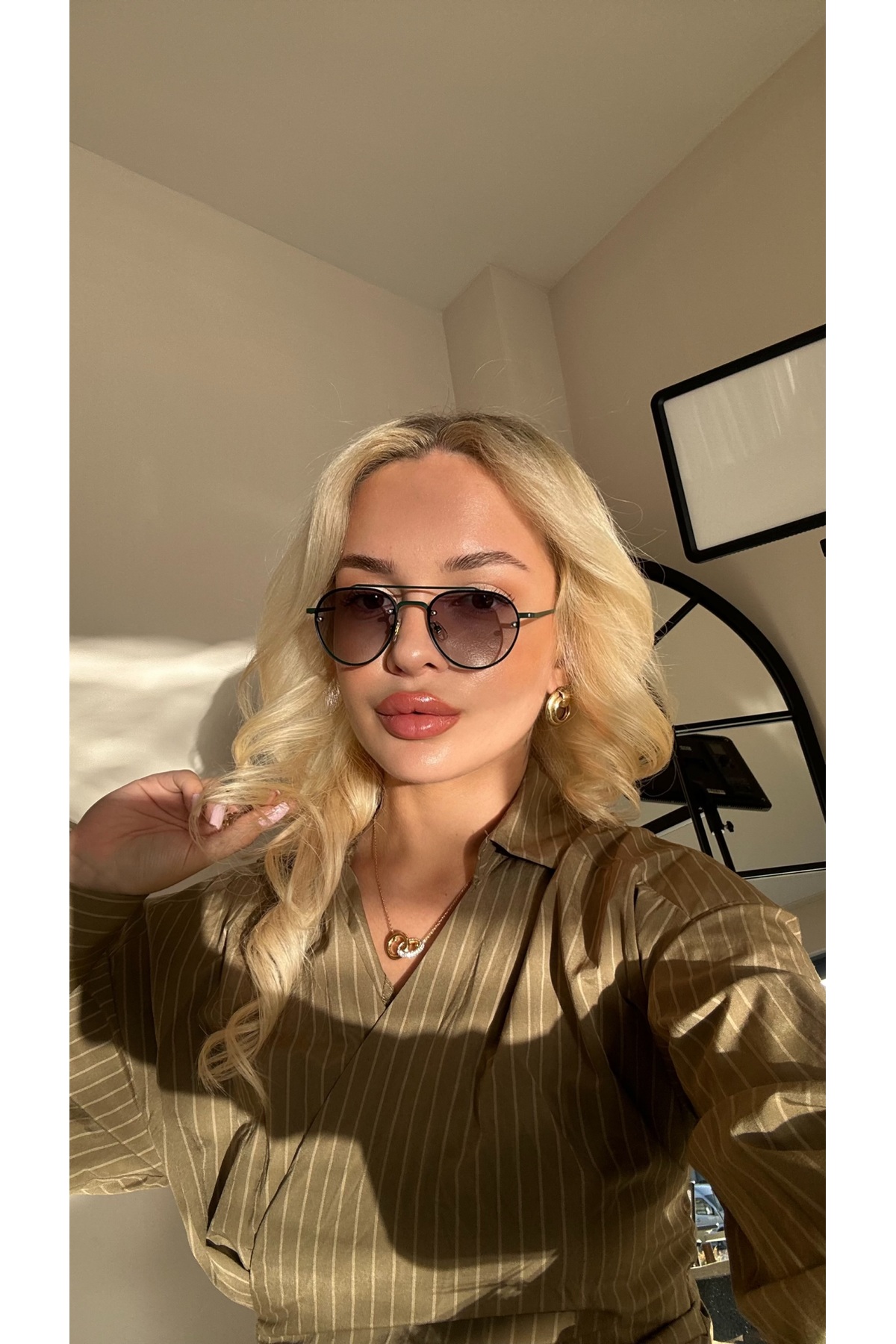 Angel Eyes Damla Tasarım Yeşil Çerçeve Yeşil Cam Unisex Güneş Gözlüğü - Görsel 3