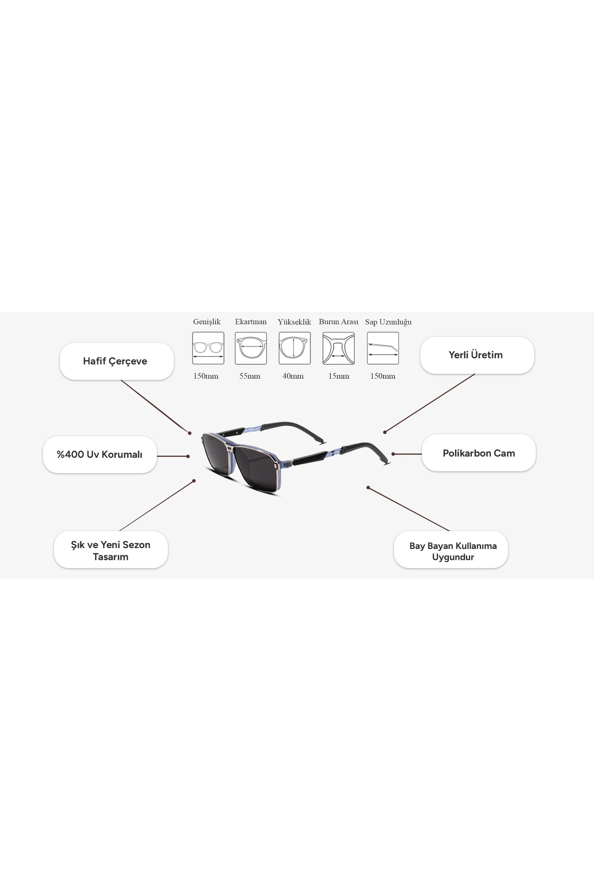 Getto Deri Sion Güneş Gözlüğü GRİ - Görsel 2