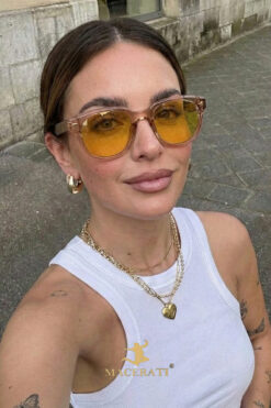 MACERATİ Ovallıs Unısex Nude Oval Çerçeve Turuncu Cam Güneş Gözlüğü