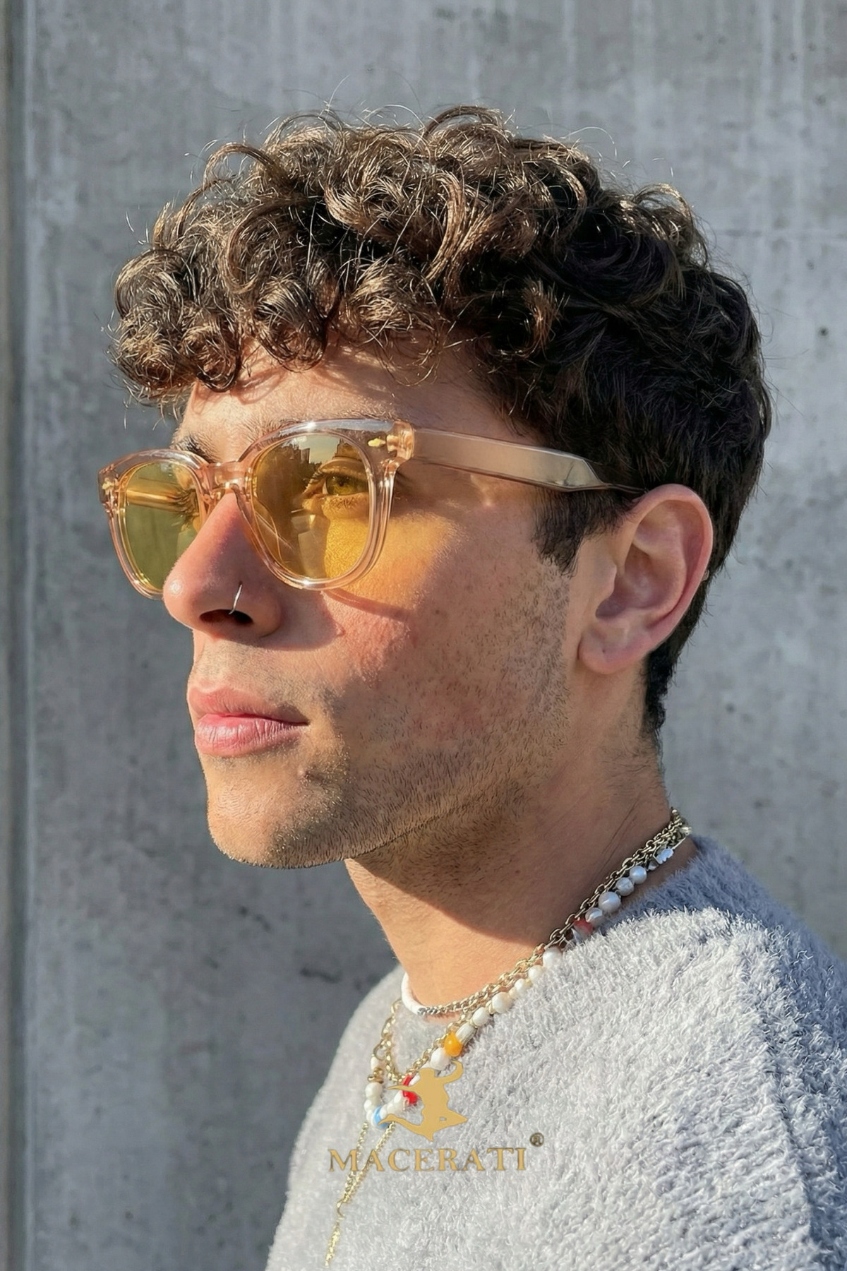 MACERATİ Ovallıs Unısex Nude Oval Çerçeve Turuncu Cam Güneş Gözlüğü - Görsel 2