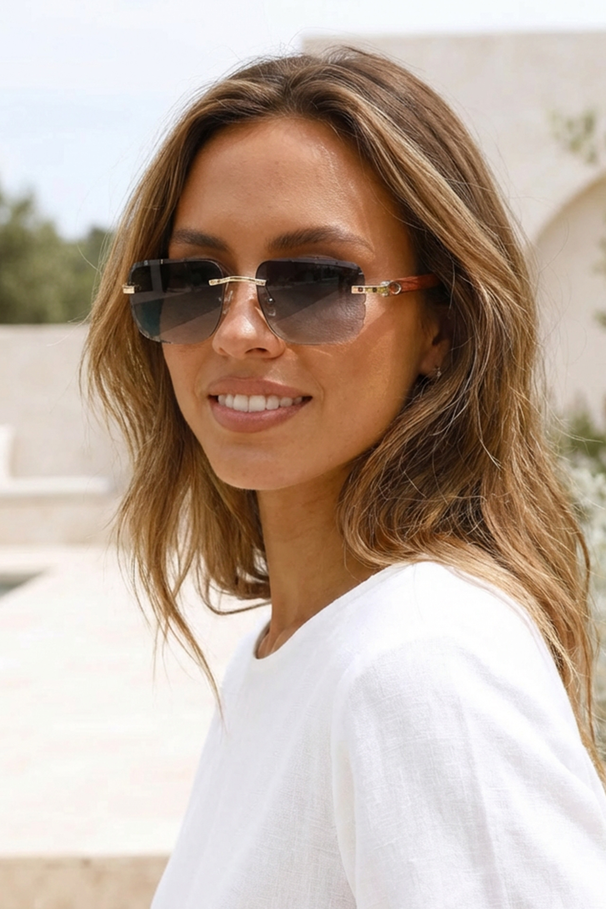 Kapin Hulls Kristal Kesim Ahşap Detaylı Güneş Gözlüğü - Gri