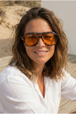 Kapin Veila Kemik Tasarım Güneş Gözlüğü Leopar Çerçeve - Turuncu Cam