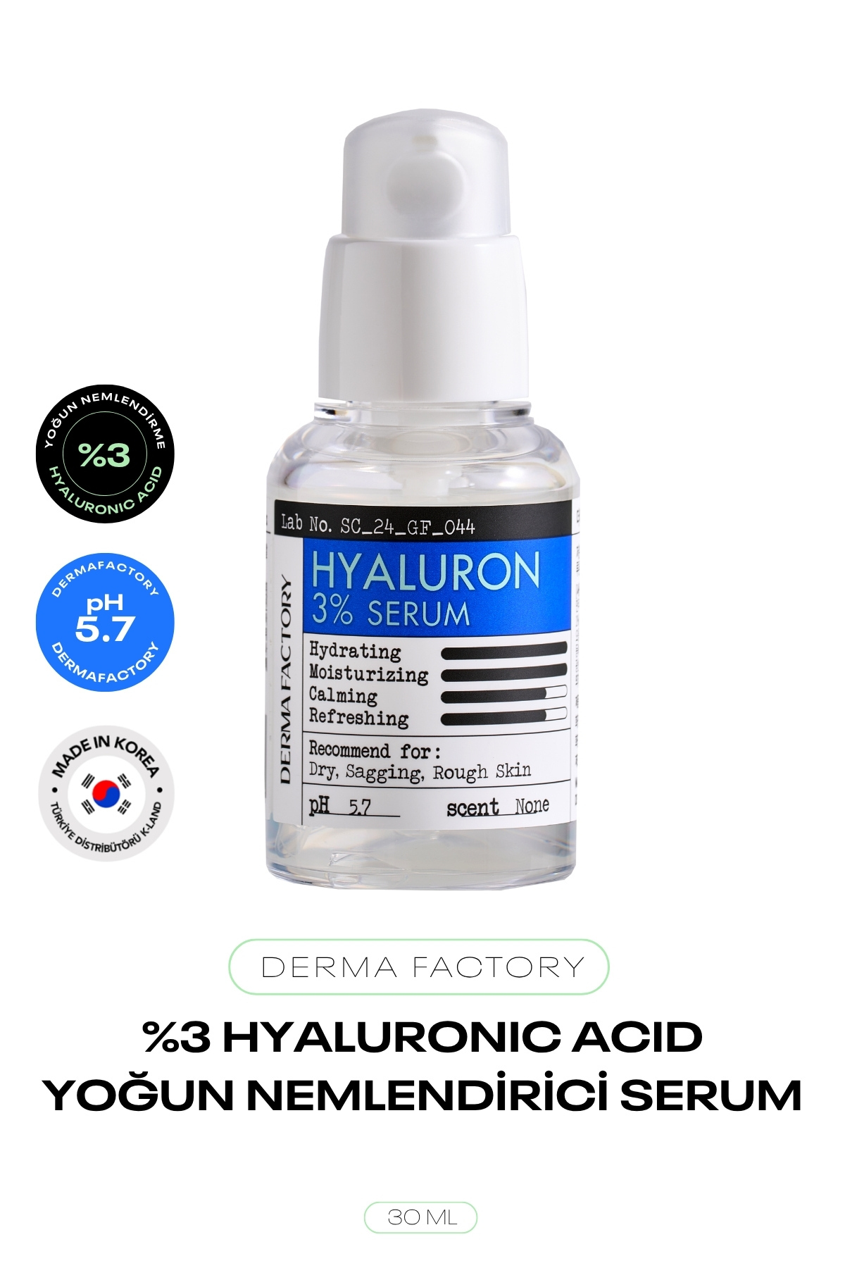 DERMA FACTORY Derinlemesine Nemlendirici Hyalüronik Asit Serum Derma Factory %3 Hyaluron Serum 30 ml