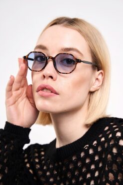 Kapin Altıgen Leopar Güneş Gözlüğü - Şeffaf Mavi Cam