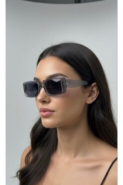 SADEN AKSESUAR Gaia Şeffaf Füme Dikdörtgen Unisex Güneş Gözlüğü – UV400 Koruma