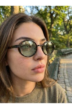 funeyes Max Leopar Desenli Yeşil Camlı Trend Küçük Yüzlere Uygun Güneş Gözlüğü