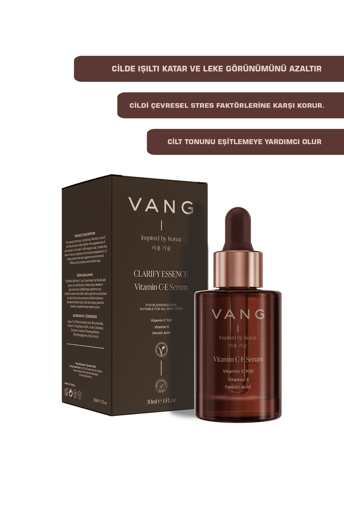 VANG Leke Karşıtı & Aydınlatıcı C Vitamini Serumu | E Vitamini & Ferulic Asit | Nemlendirici 30 ml - Görsel 2