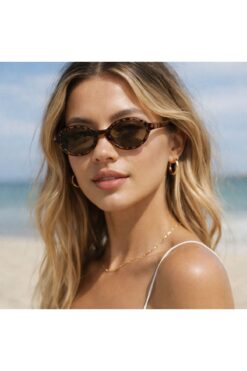 mirvia Retro Oval Leopar Desenli Kadın Güneş Gözlüğü UV400 Vintage Y2K Trend Gözlük