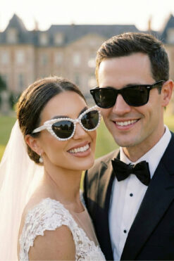 Happyline 2 Adet After Party Gözlük, Cat Eye İncili Bride Gözlük ,Çift Güneş Gözlüğü, Damat Gözlük, Gözlük