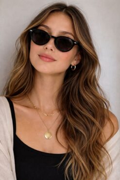 mirvia Kadın Siyah Küçük Oval Güneş Gözlüğü Retro Minimal Tasarım UV400 Korumalı