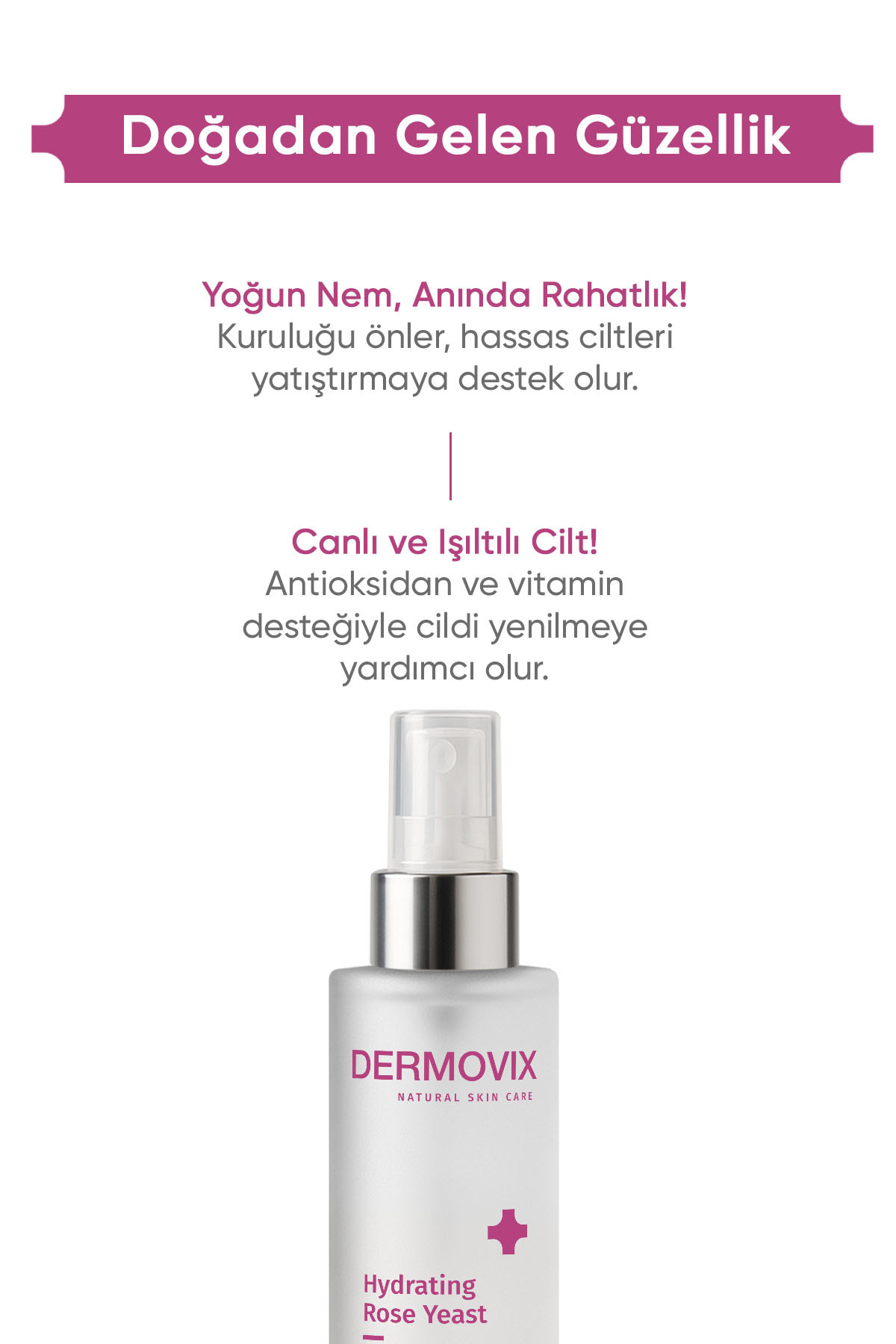 Dermovix Gül Suyu Tonik - Gül Mayası %100 Doğal, Ferahlatıcı ve Gözenek Sıkılaştırıcı Yüz Toniği 100 ml - Görsel 2