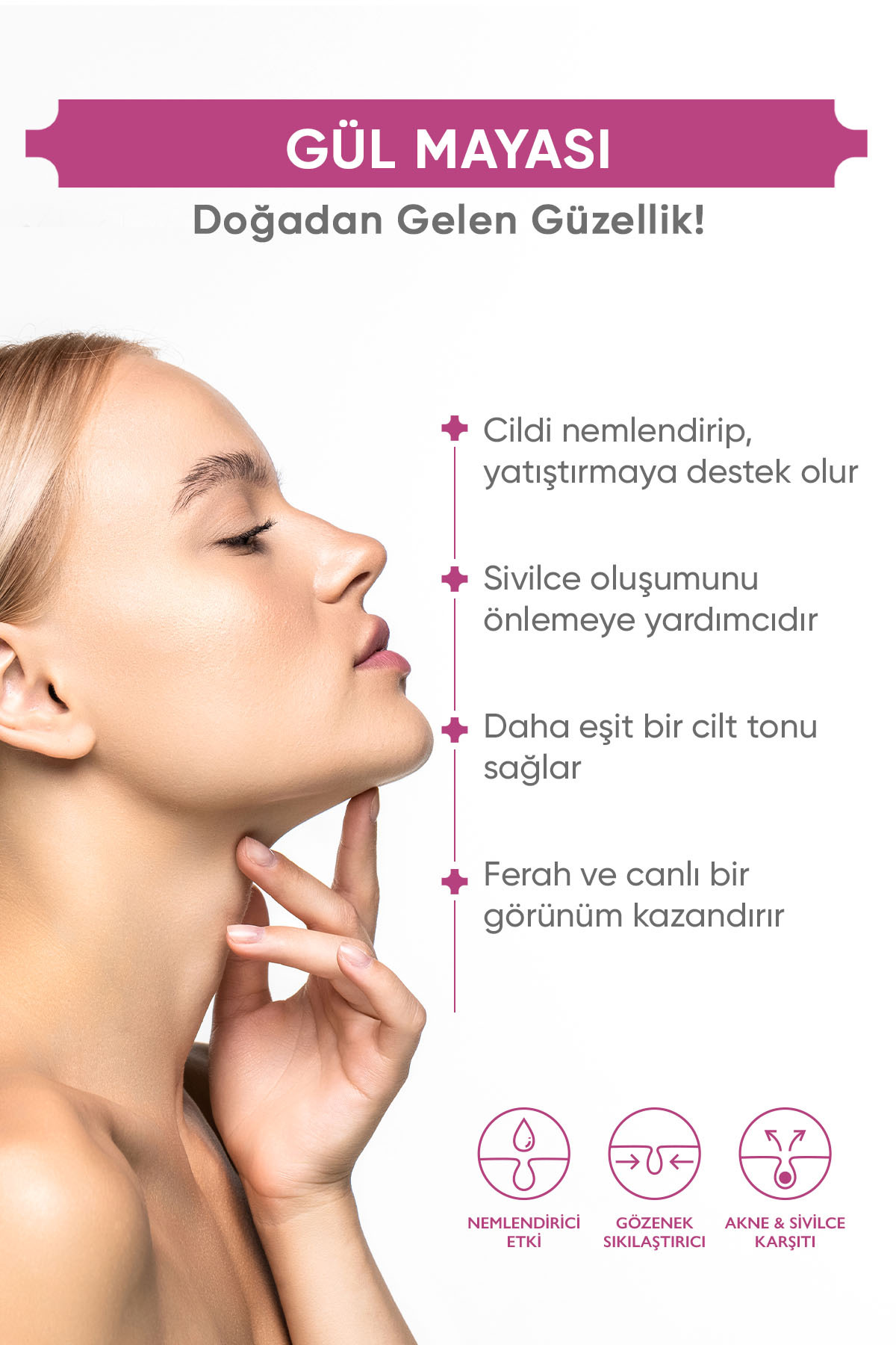 Dermovix Gül Suyu Tonik - Gül Mayası %100 Doğal, Ferahlatıcı ve Gözenek Sıkılaştırıcı Yüz Toniği 100 ml - Görsel 3