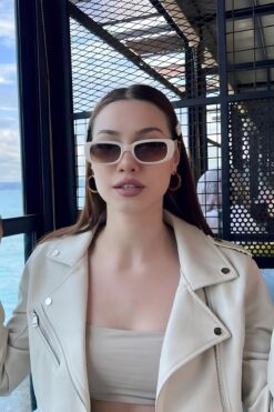 MACERATİ Chunky Unisex Krem Kahve Güneş Gözlüğü