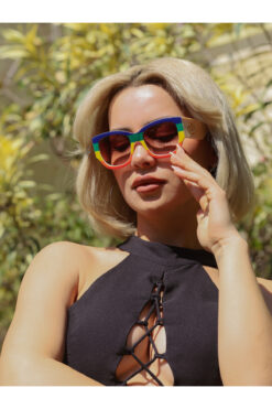 Angel Eyes Kadın Güneş Gözlüğü Geometrik Gökkuşağı Çerçeve Siyah Cam