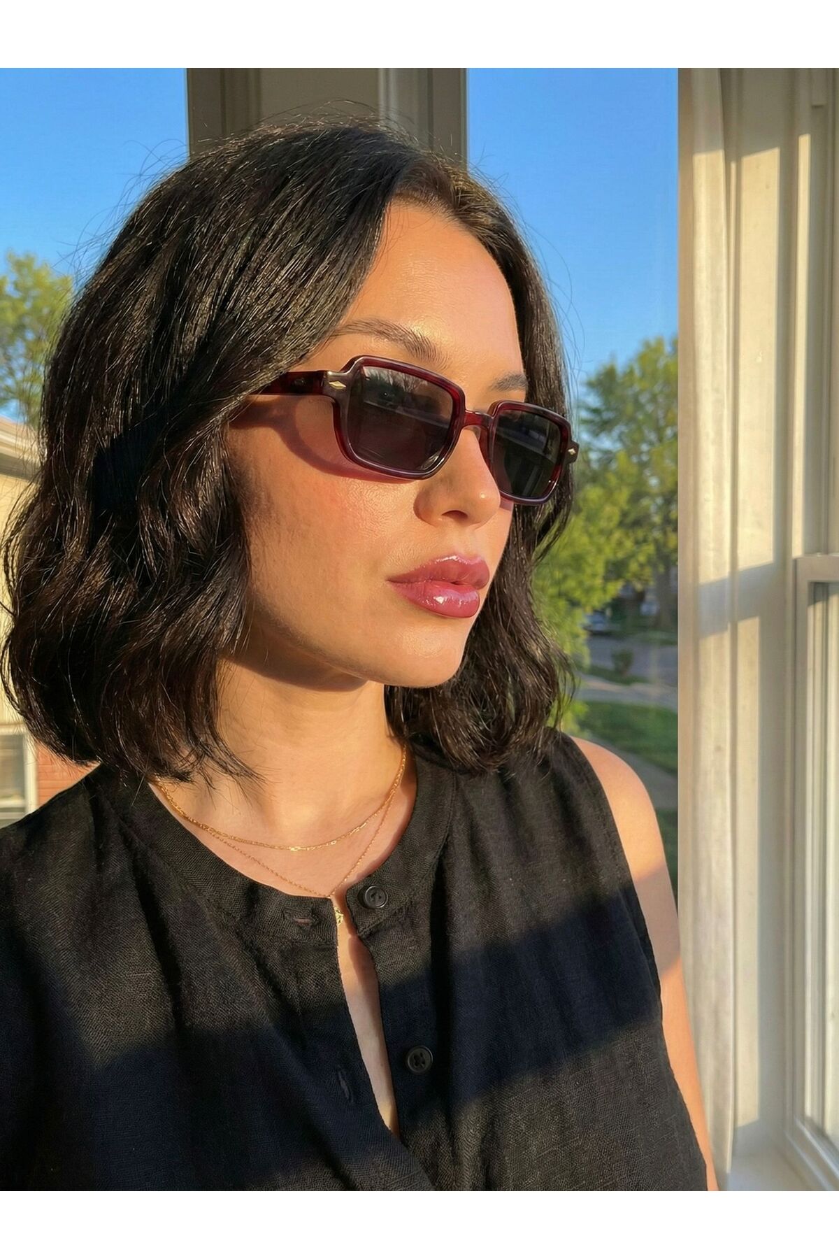 Goldmine Kadın Eden Güneş Gözlüğü UV400 Bordo - Görsel 2