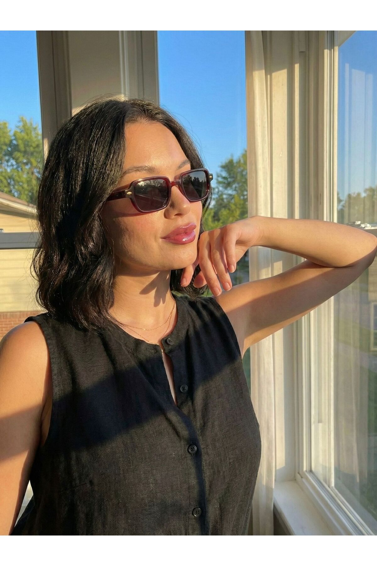 Goldmine Kadın Eden Güneş Gözlüğü UV400 Bordo - Görsel 3