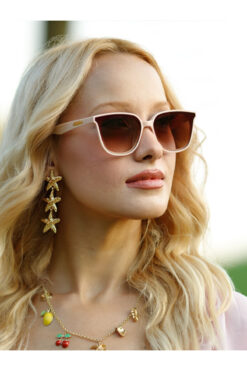 Angel Eyes Geometrik Bej Kemik Çerçeve Kahverengi Cam Kadın Güneş Gözlüğü LLT01