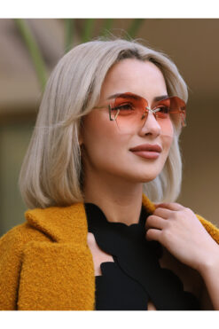 Angel Eyes Geometrik Tasarım Pembe Cam Tasarım Kadın Güneş Gözlüğü