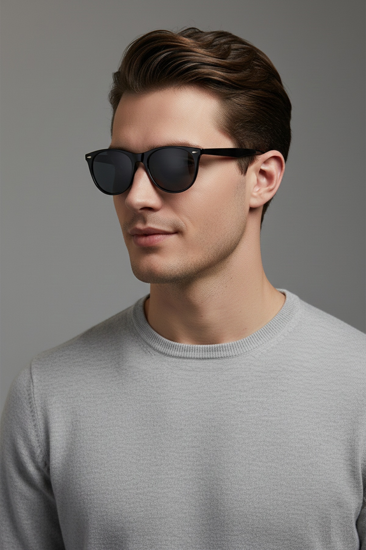 Daniel Klein Siyah Yuvarlak Oval Polarize Camlı Unisex Güneş Gözlüğü - Görsel 2