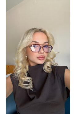 Angel Eyes Leopar Çerçeve Mavi Işık Korumalı Dikdörtgen Kadın Gözlük