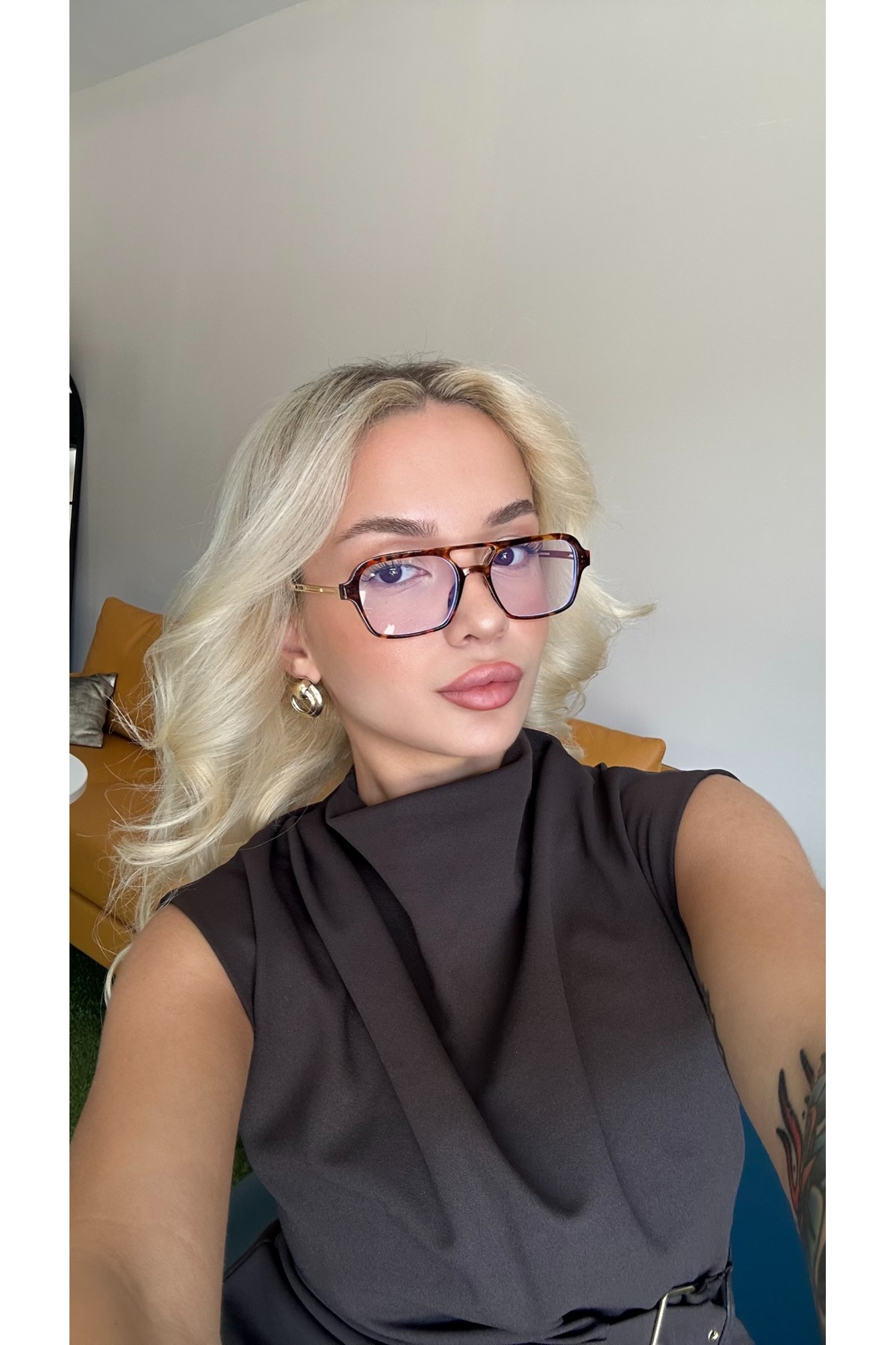 Angel Eyes Leopar Çerçeve Mavi Işık Korumalı Dikdörtgen Kadın Gözlük - Görsel 2