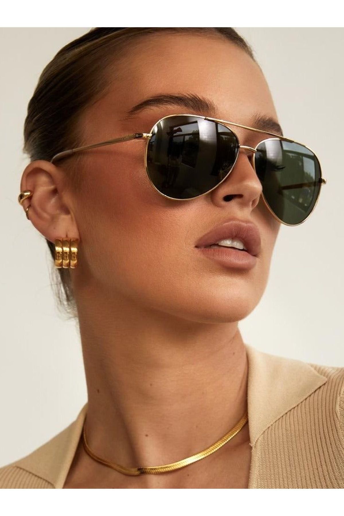 KAMPANİX Yeni Sezon Yeşil Cam Damla Model Unisex Polarize Lens Güneş Gözlüğü