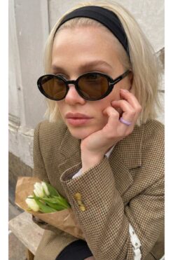 Chunky Frame Rubby Siyah Çerçeveli Kahverengi Ultra Hafif Uv400 Filtreli Kadın Güneş Gözlüğü