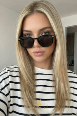 MACERATİ Kemik Beşgen Unisex Siyah Geometrik Ultra Hafif Güneş Gözlüğü