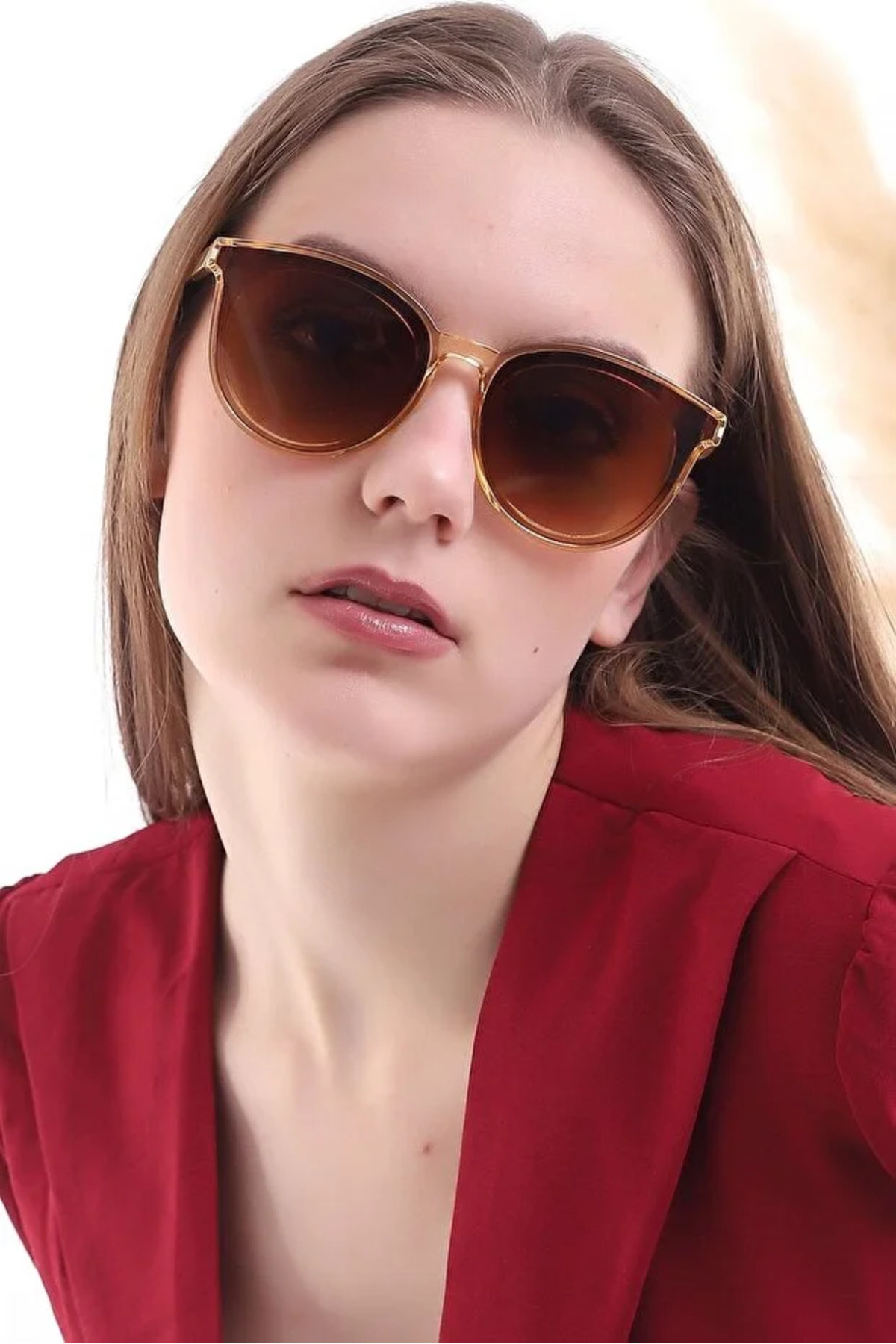 MACERATİ Kadın Vizon Kahverengi Amora Oval Unisex Ultra Hafif Güneş Gözlüğü - Görsel 3