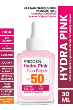 PROCSIN Hydra Pink (RENKLİ) Sp50 Bariyer Güçlendirici Cam Cilt Güneş Serumu 30 ml