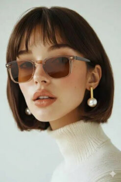 ESRADA Unısex Kare Kahverengi Çerçeve Kahve Cam Güneş Gözlüğü 1002 39 47-18-145