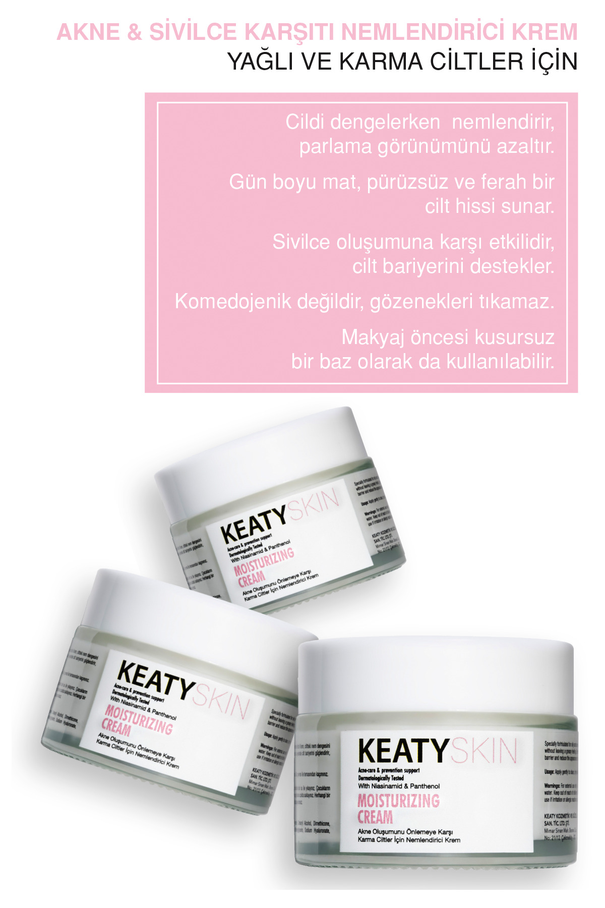 KEATY Yağsız Nemlendirici Krem | Akneye Eğilimli Karma & Yağlı Ciltler İçin | Parlama Akne Karşıtı - Görsel 3