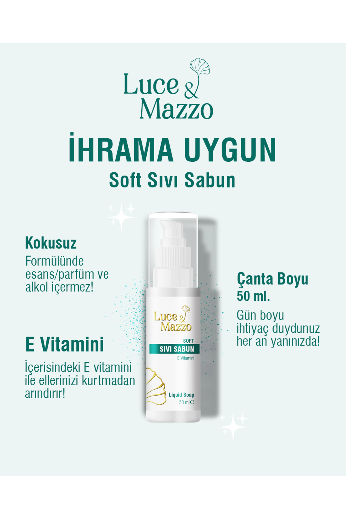 Luce & Mazzo Kokusuz İhrama Uygun Seyahat Seti Güneş Kremi, Sıvı Sabun - Görsel 2